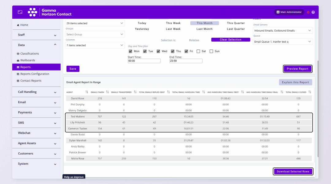 Download selected rows