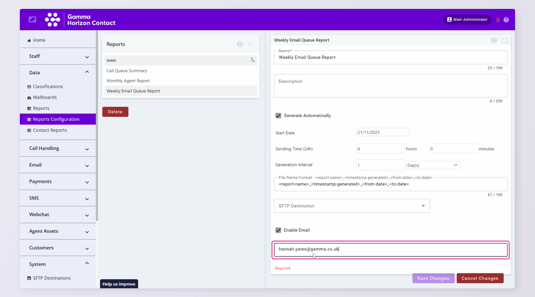 2. Enter an email address into the input field and press enter on your keyboard
